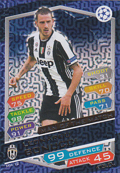 Leonardo Bonucci Juventus FC 2016/17 Topps Match Attax CL Man of the Match #MM12